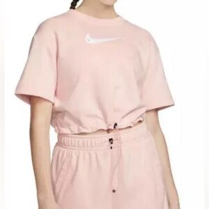 Nike Light Pink Cropped Tee size medium women adjustable waist